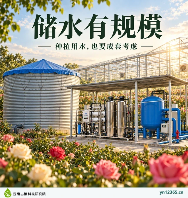 花卉用水朋友圈布局与外观示意（AI辅助图片 2，非项目实拍）