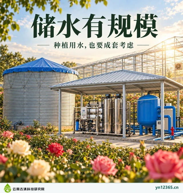 花卉用水朋友圈布局与外观示意（AI辅助图片 2，非项目实拍）