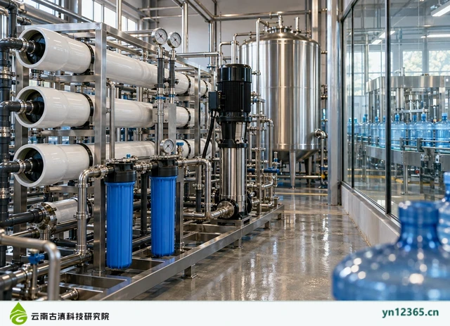 桶装水处理特写，AI辅助示意