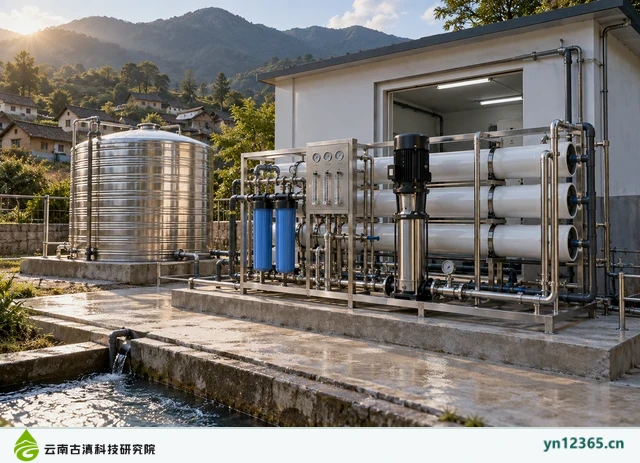 农村饮水蓄水设施，AI辅助示意