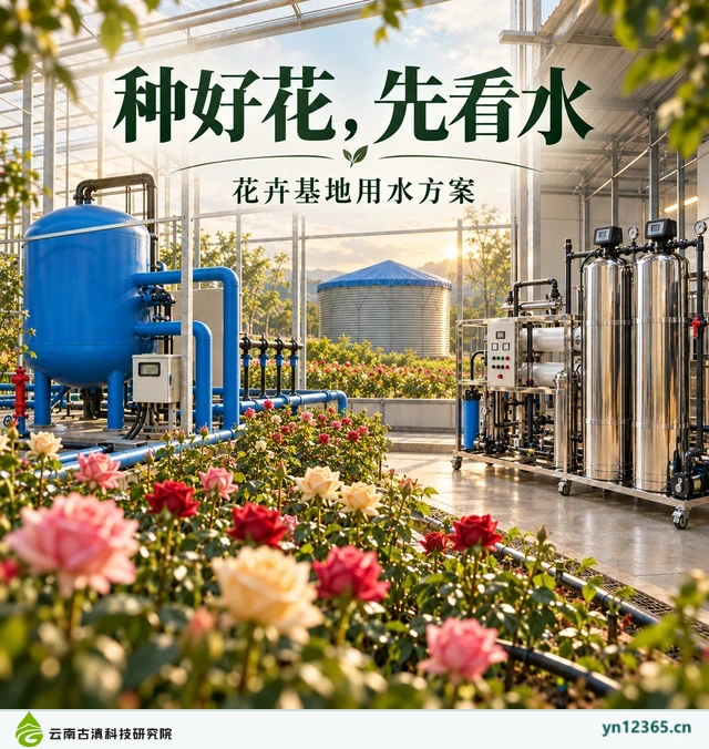 花卉用水朋友圈布局与外观示意（AI辅助图片 1，非项目实拍）