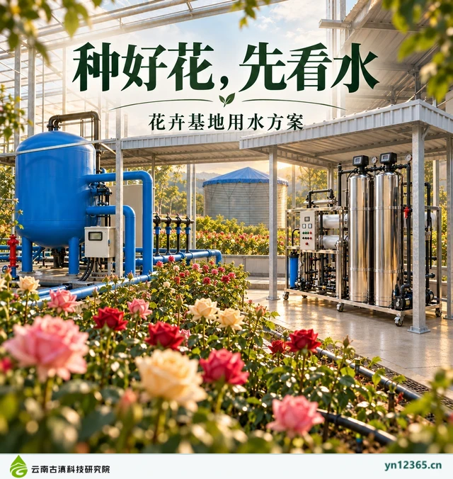 花卉用水朋友圈布局与外观示意（AI辅助图片 1，非项目实拍）